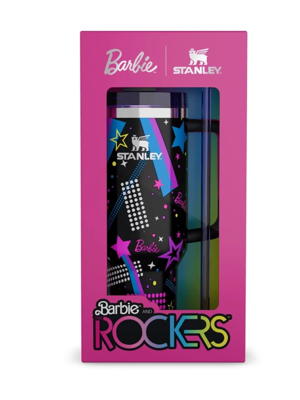 Stanley Black Barbie Star & Neon Graphic Insulated Tumbler with Handle - Picture 2 of 7
